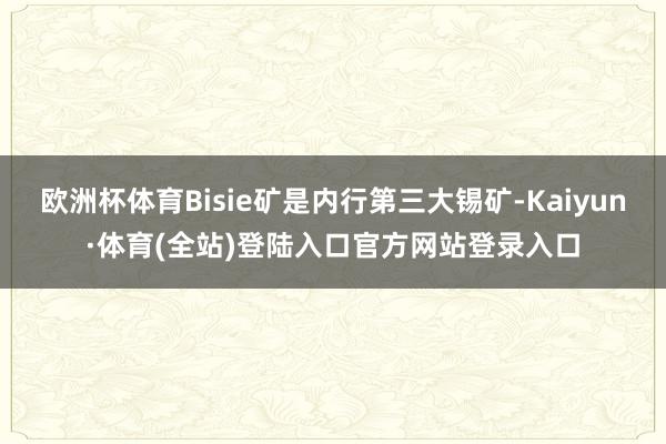 欧洲杯体育Bisie矿是内行第三大锡矿-Kaiyun·体育(全站)登陆入口官方网站登录入口